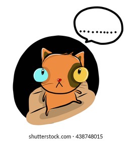 vector illustration of cute cute-funny-cat cartoon drawing style