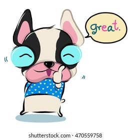 vector illustration of cute cute-good-bull-dog cartoon drawing style