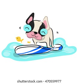 vector illustration of cute cute-happy-day-bulldog cartoon drawing style