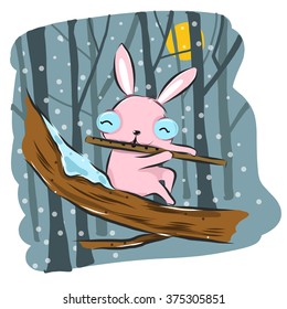 vector illustration of cute cute-rabbit-good-times cartoon drawing style