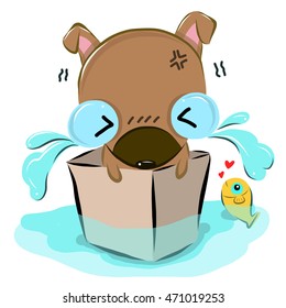 vector illustration of cute cute-thai-dog-crazy cartoon drawing style