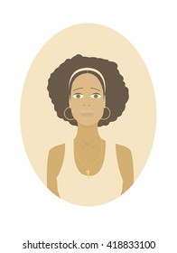 Vector illustration of a cute dark skinned girl. Flat style