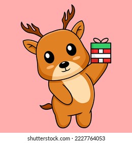 Vector illustration of cute deer cartoon character