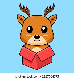 Vector illustration of cute deer cartoon character