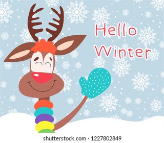 Vector illustration of cute deer christmas  card design