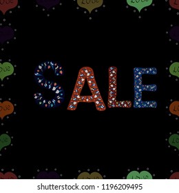 Vector illustration. Cute design for banner, flyer, invitation, poster, web site or greeting card. Summer sale banner background. Illustration on black, brown and green colors. Seamless.