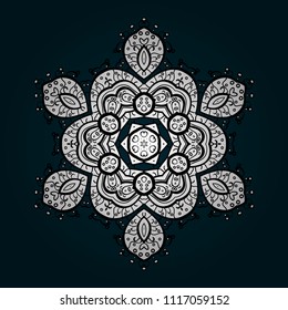 Vector illustration. Cute design. Holiday design for Christmas, New Year fashion prints. Blue, white and black snowflakes. Christmas background with snowflakes abstract background.