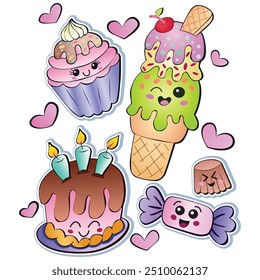 Vector Illustration of cute dessert clipart images