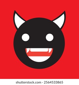 Vector illustration of cute devil face emoji