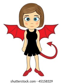 Vector Illustration of a Cute Devil Girl