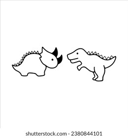 vector illustration of cute dinosaur doodle