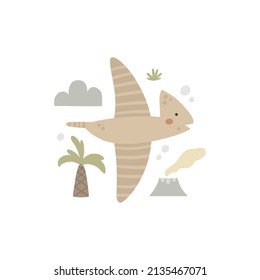 vector illustration of cute dinosaur, funny illustration for kids