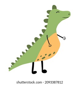 Vector illustration of cute dinosaur. Green roaring dinosaur.