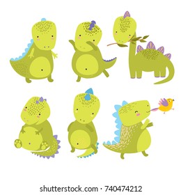 vector illustration. cute dinosaurs for kids.