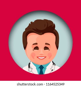 Vector illustration of a cute doctor. Professions