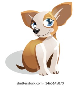 the vector illustration of the cute dog with big eyes