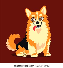 Vector illustration of a cute dog breed Corgi. Beautiful puppy, symbol of 2018 year. Friend of human.