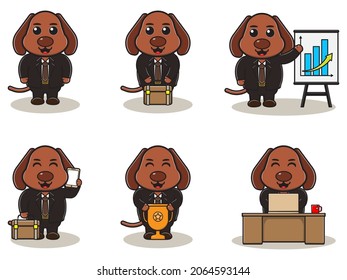 Vector illustration of Cute Dog Businessman. Good for icon, label, sticker, clipart.