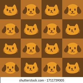 Vektorillustration Illustration süße Hunde und Katze Gesicht nahtlosen Mustern. Vektorillustration von Hunden und Katzen