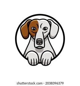 Vector illustration of a cute dog, framed in a circular shape, to use like logo or design element.