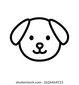 Vector illustration of a cute dog head in line icon style, isolated on white. Great for pet care, cartoon animals, and kid-friendly designs.