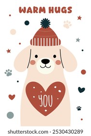 Vector Illustration of Cute Dog with Heart - Perfect for Greeting Cards, Children’s Books, and Decor