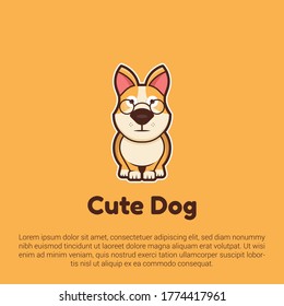 Vector illustration of cute dog logo, icon, sticker design template