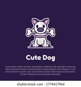 Vector illustration of cute dog logo, icon, sticker design template