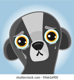 Vector illustration with a cute dog making a puppy sad face.