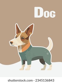 Vector illustration of a cute dog. Media for children's learning about animals. Educational media about the animal world.