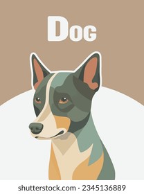 Vector illustration of a cute dog. Media for children's learning about animals. Educational media about the animal world.