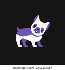 Vector illustration of cute dog on black background