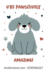 Vector Illustration of Cute Dog with Positive Message - Ideal for Greeting Cards and Pet-Themed Designs