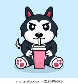 Ilustración vectorial de la linda boba de bebida premium para perros