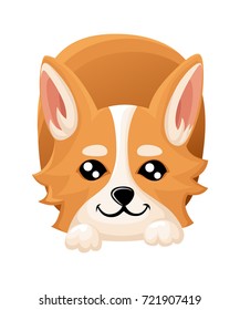 Vector illustration of cute dog Welsh Corgi. Nice puppy for greeting card, pet shop or veterinary clinics. Dog Welsh Corgi standing Web site page and mobile app design element