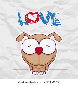 Vector illustration of cute doggy on a paper-background. Place for your text.