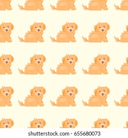 Vector illustration cute dogs characters seamless pattern purebred puppy comic smile happy mammal breed