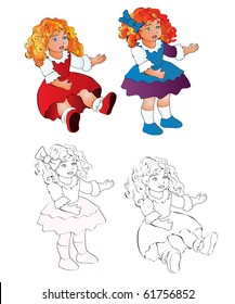 vector illustration, cute dolls, cartoon concept, white background.