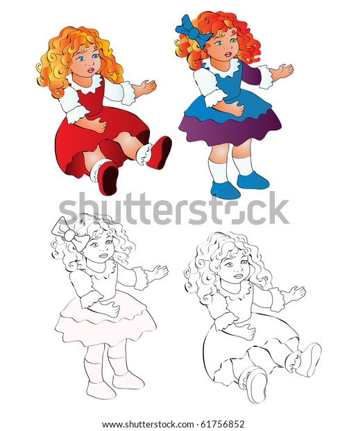 Vector Illustration Cute Dolls Cartoon Concept Stock Vector (Royalty Free) 61756852 Shutterstock