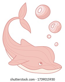 Vector illustration with cute dolphin. Colorful character isolated on a white background.