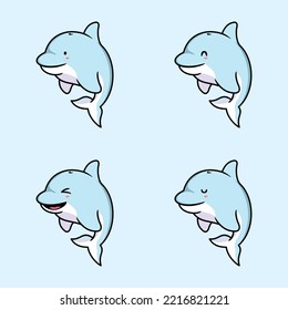 vector illustration cute dolphin emoji