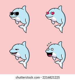 vector illustration cute dolphin emoji