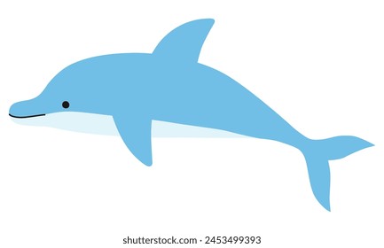 Vector illustration of cute dolphin. Icon, sea, aquarium