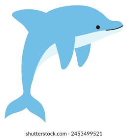 Vector illustration of cute dolphin. Icon, sea, aquarium