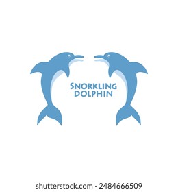 vector illustration of a cute dolphin logo icon.