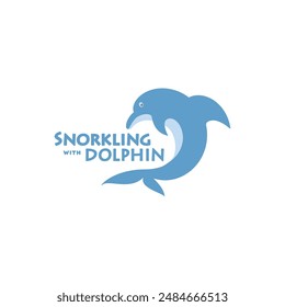 vector illustration of a cute dolphin logo icon.