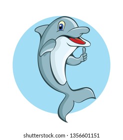 Vector illustration of cute Dolphin with thumb up.