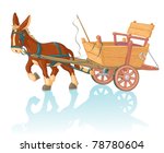 Vector illustration, cute donkey cart, cartoon concept, white background.