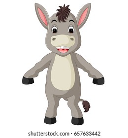 vector illustration of Cute donkey cartoon waving hand