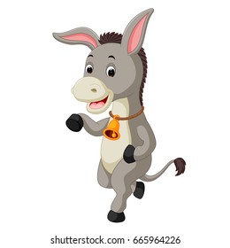 vector illustration of Cute donkey cartoon waving hand